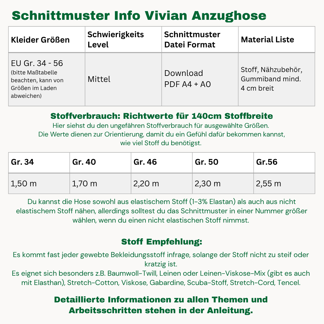 Vivian Anzugshose Schnittmuster DEUTSCH