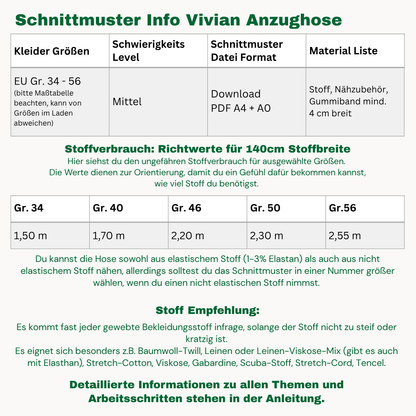 Vivian Anzugshose Schnittmuster DEUTSCH