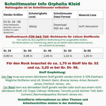 Orphelia Kleid Schnittmuster DEUTSCH