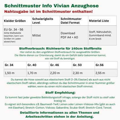 Vivian Anzugshose Schnittmuster DEUTSCH