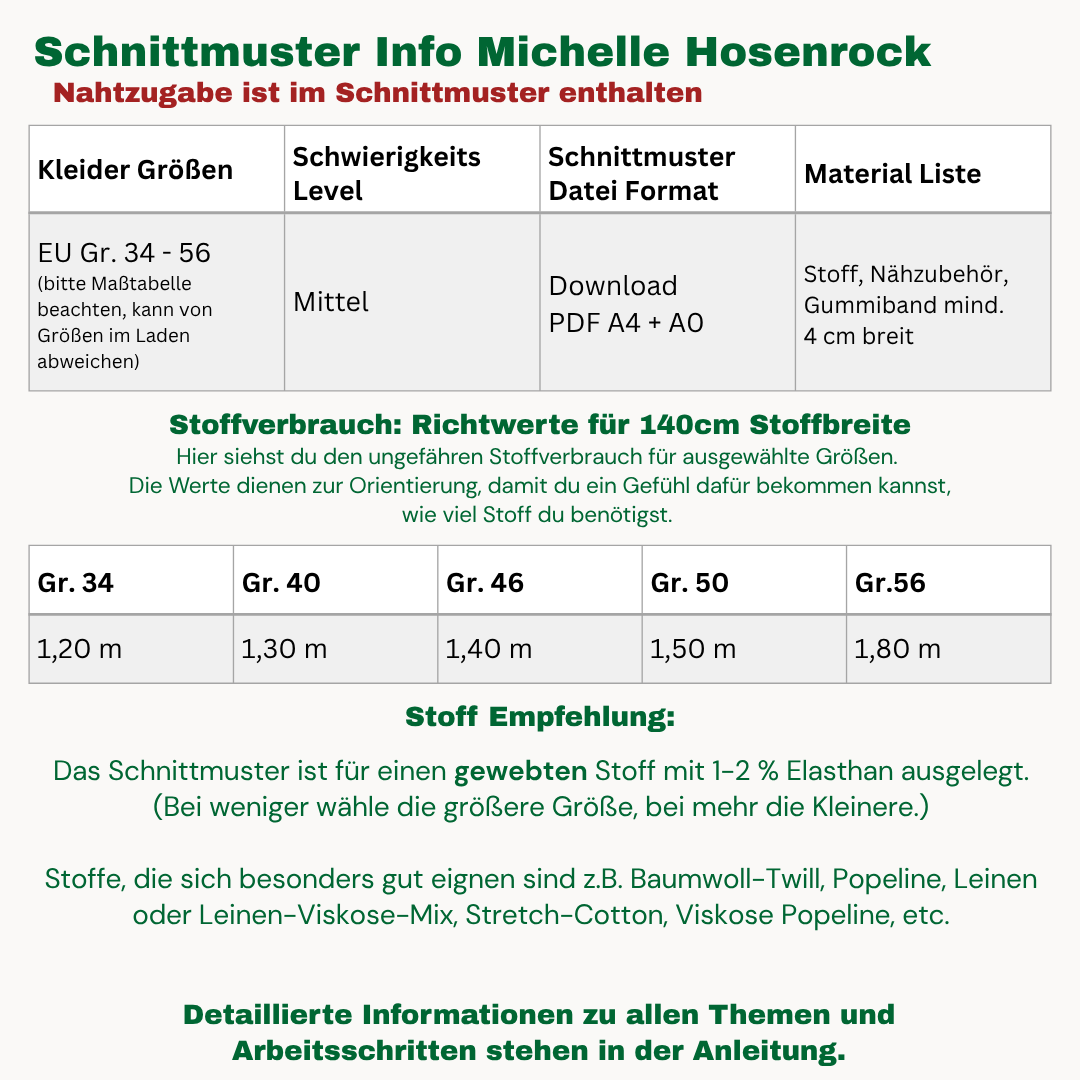 Michelle Hosenrock Schnittmuster DEUTSCH