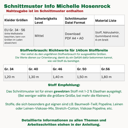 Michelle Hosenrock Schnittmuster DEUTSCH