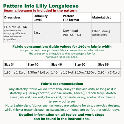 Lilly longsleeve sewingpattern ENGLISH