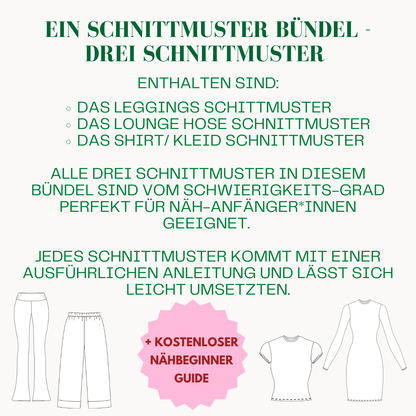 Näh-Beginner Schnittmuster Bündel DEUTSCH