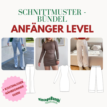Näh-Beginner Schnittmuster Bündel DEUTSCH