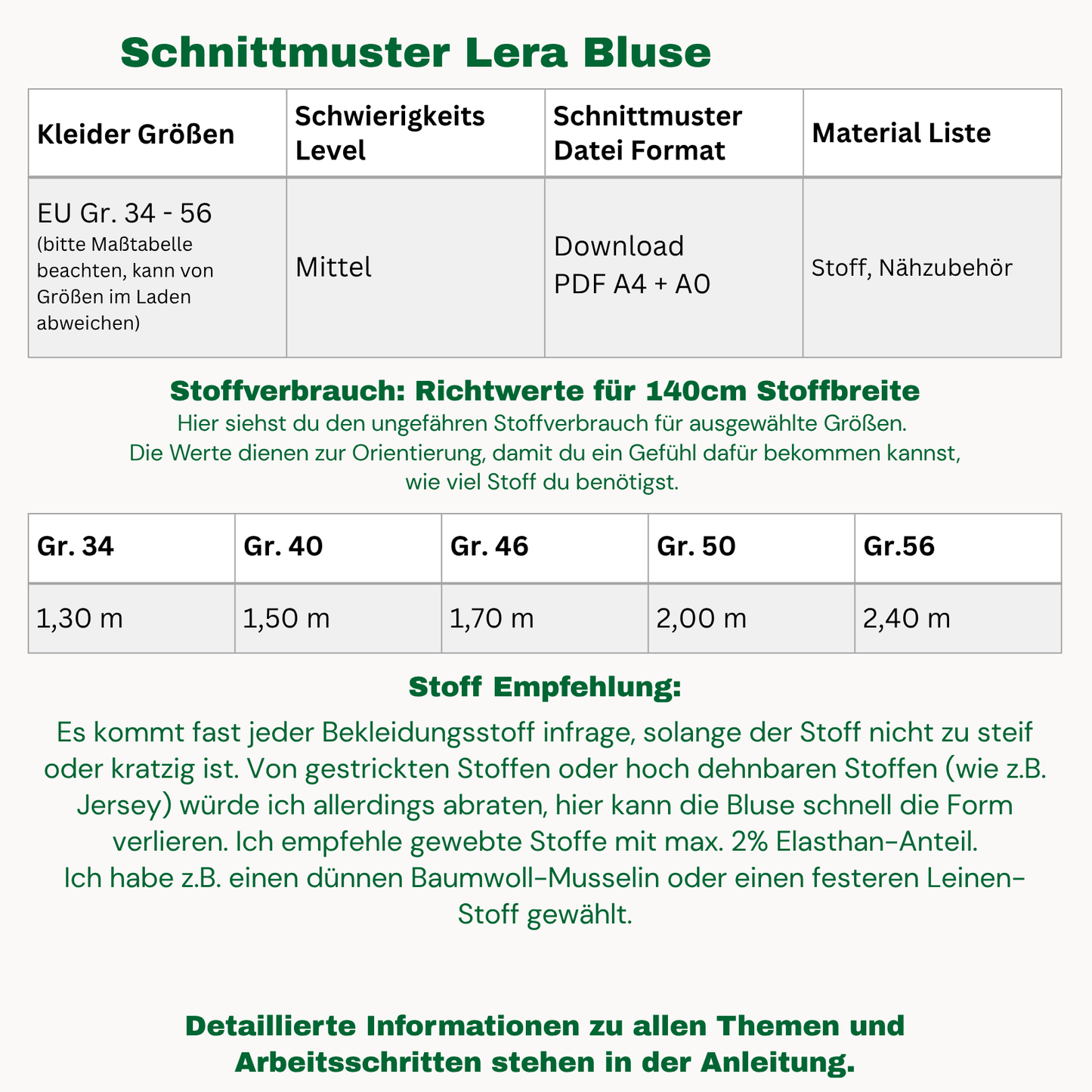 Bluse Lera Schnittmuster DEUTSCH