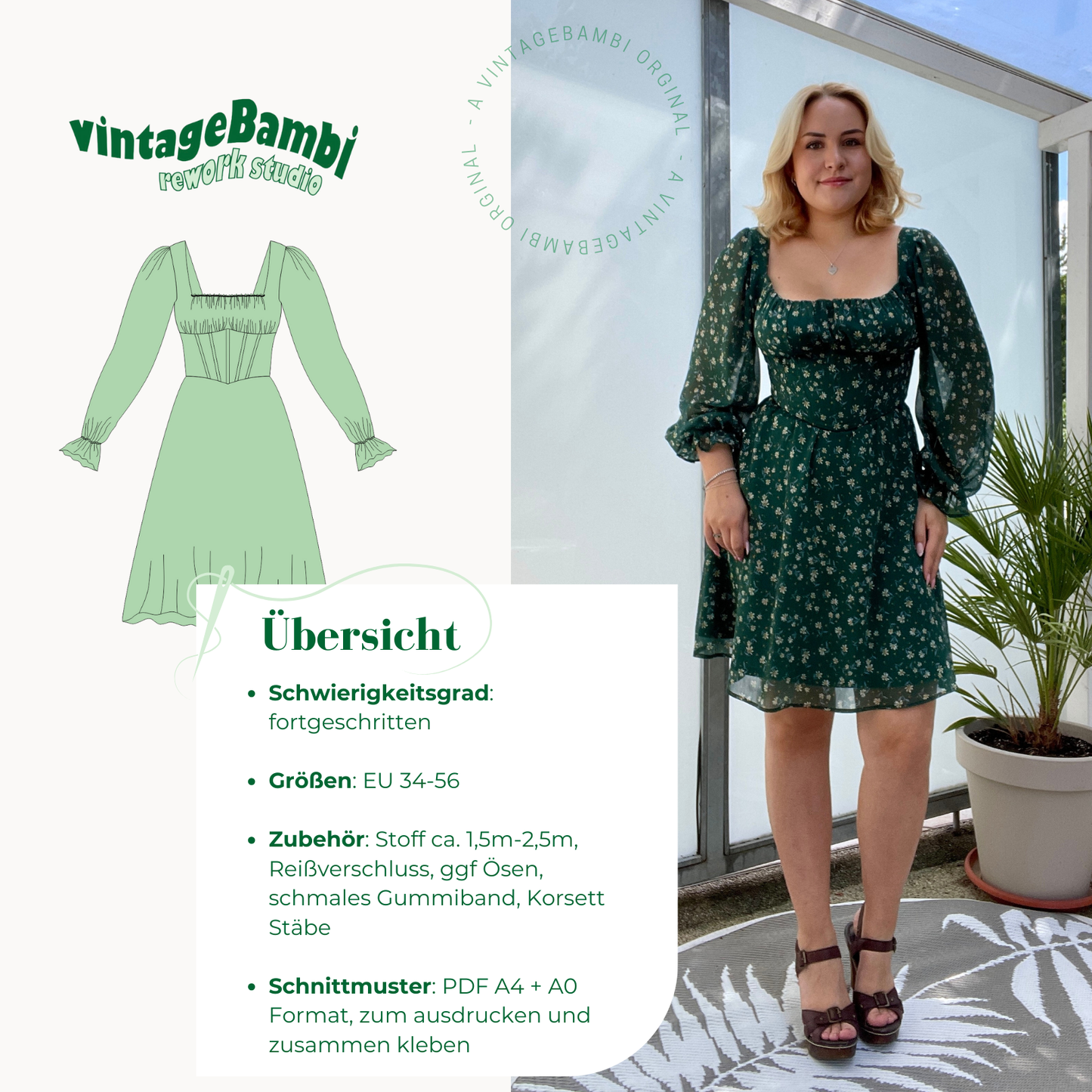 VintageBambi Korsett Kleid Schnittmuster DEUTSCH