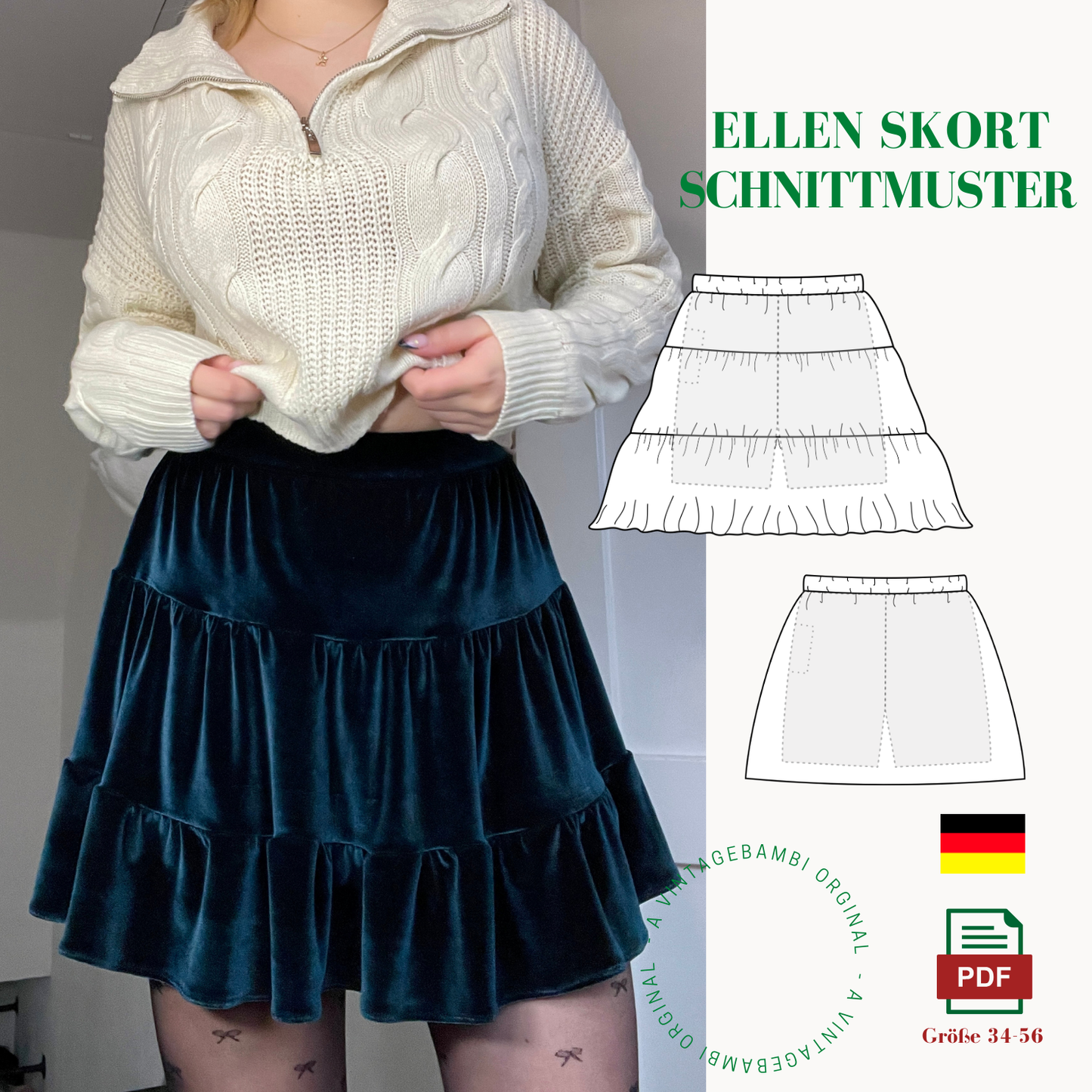 Ellen Skort Schnittmuster DEUTSCH