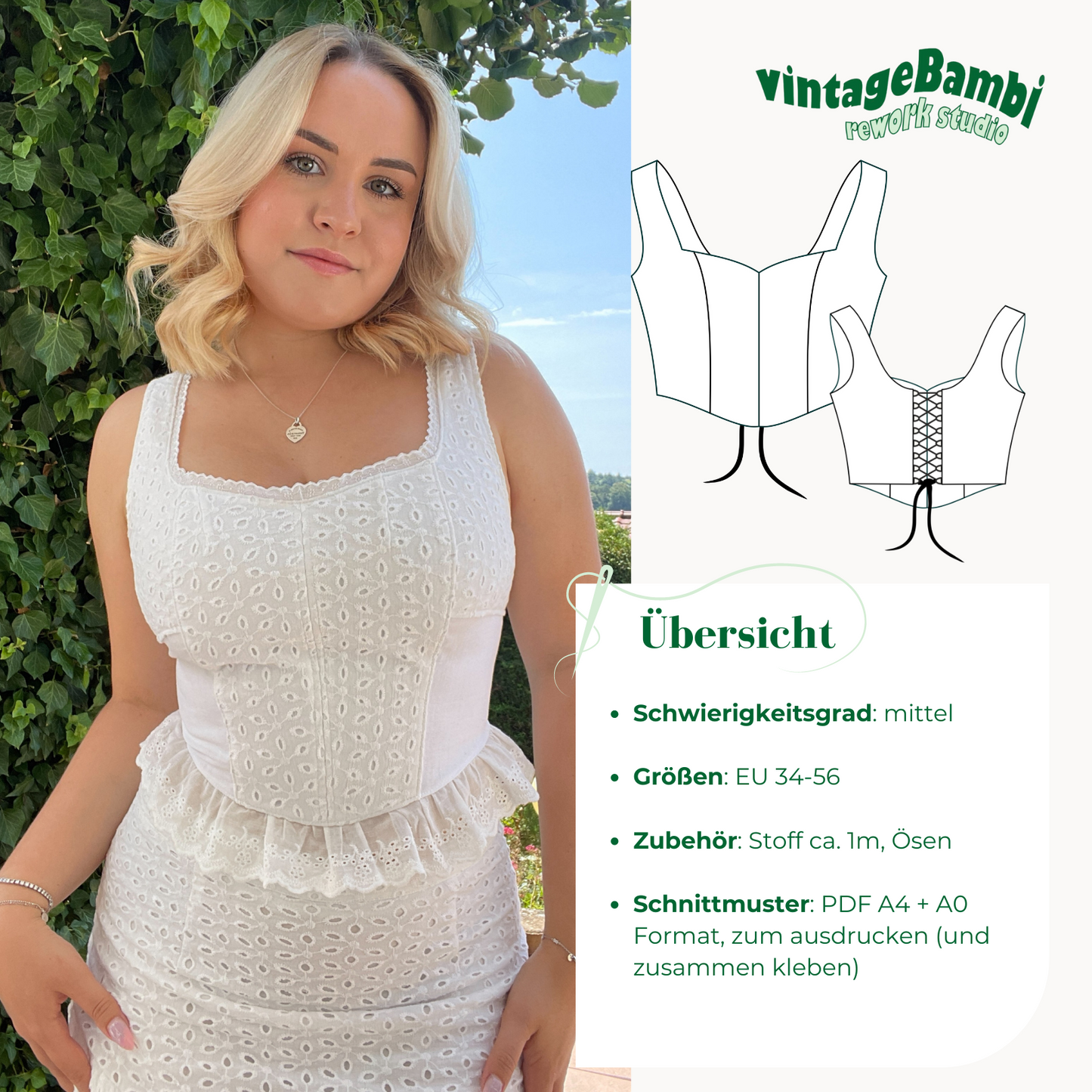 VintageBambi Soft-Korsett / Corsage Schnittmuster DEUTSCH