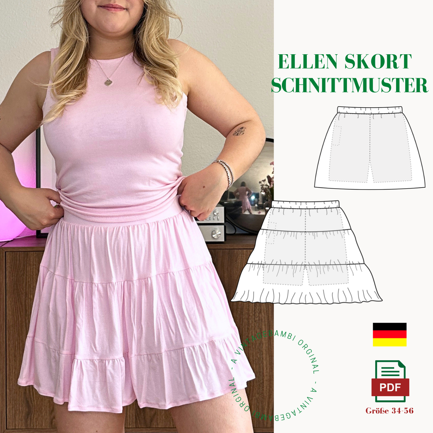 2 in 1 - Ellen Skort Schnittmuster DEUTSCH