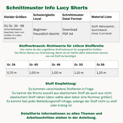 Shorts Lucy Schnittmuster DEUTSCH