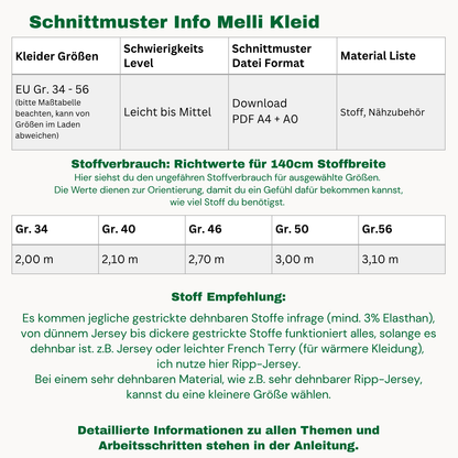 Melli Kleid Schnittmuster DEUTSCH