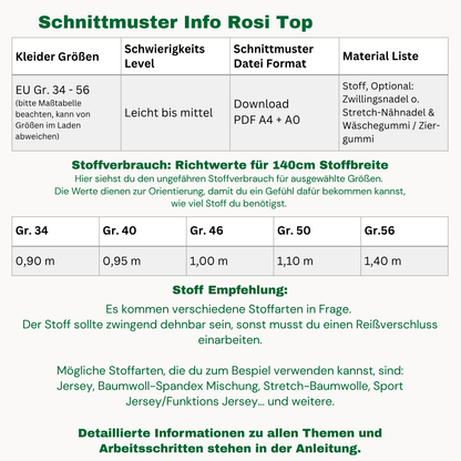 Rosi Top Schnittmuster DEUTSCH