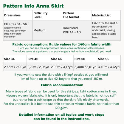 Anna maxiskirt sewingpattern ENGLISH