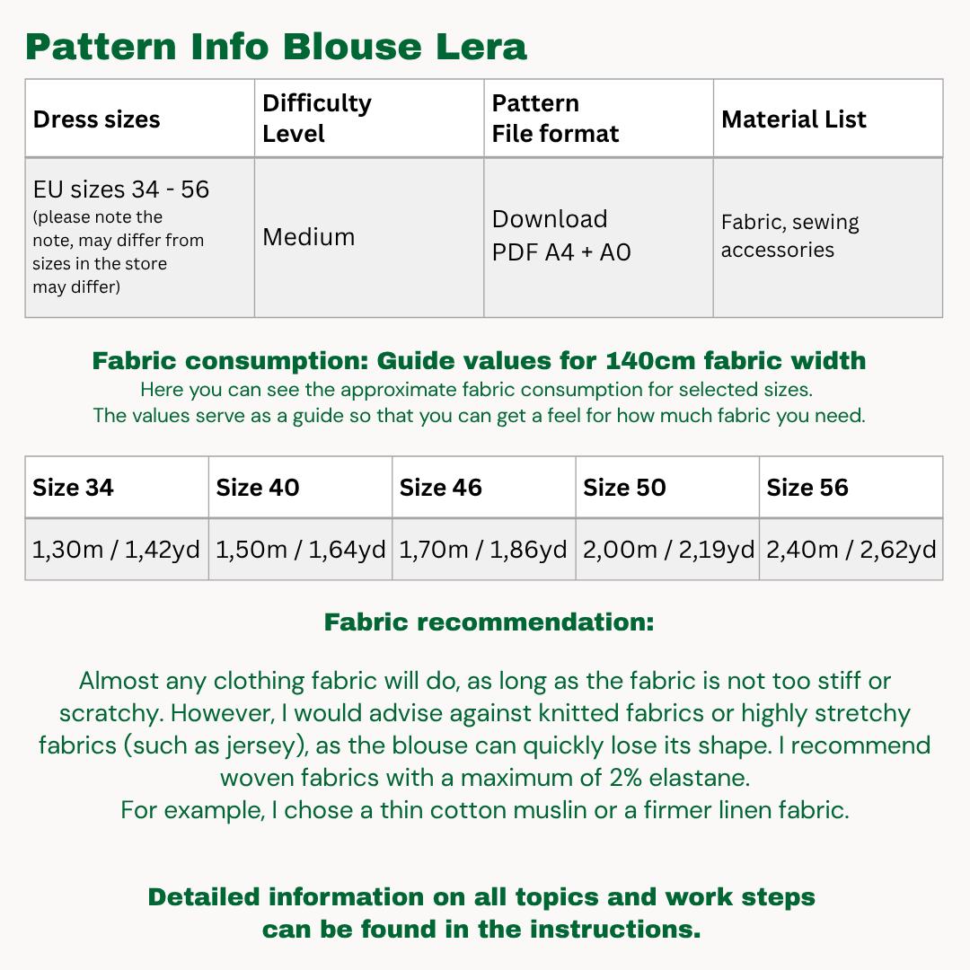Lera blouse sewingpattern ENGLISH