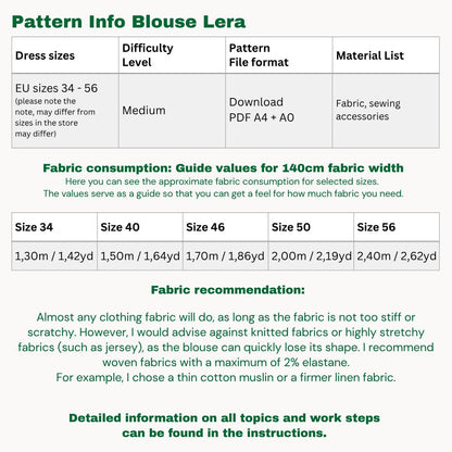 Lera blouse sewingpattern ENGLISH