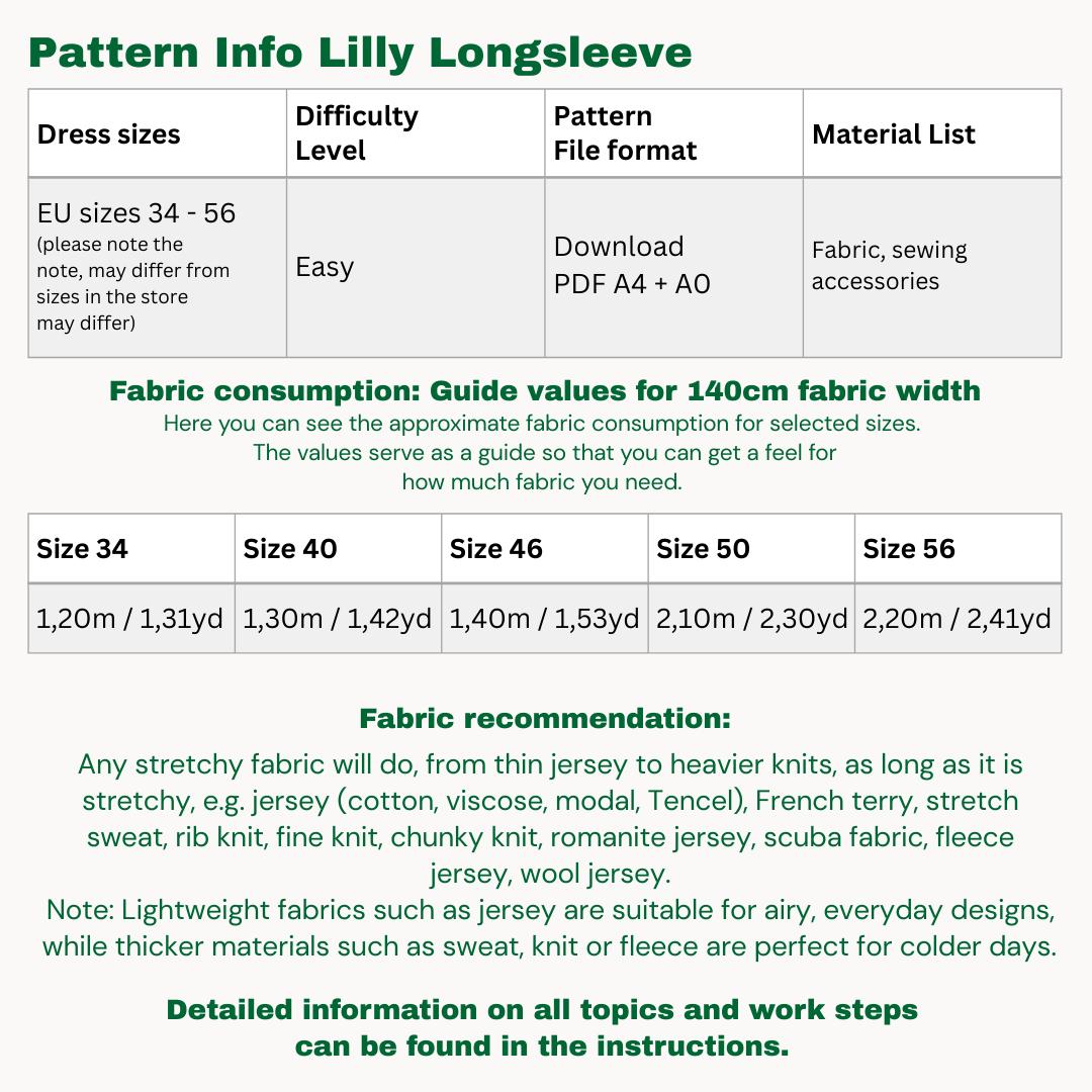 Lilly longsleeve sewingpattern ENGLISH