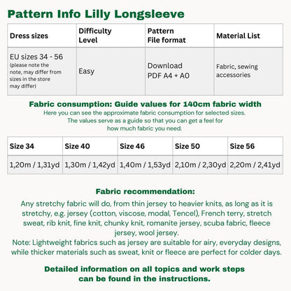 Lilly longsleeve sewingpattern ENGLISH