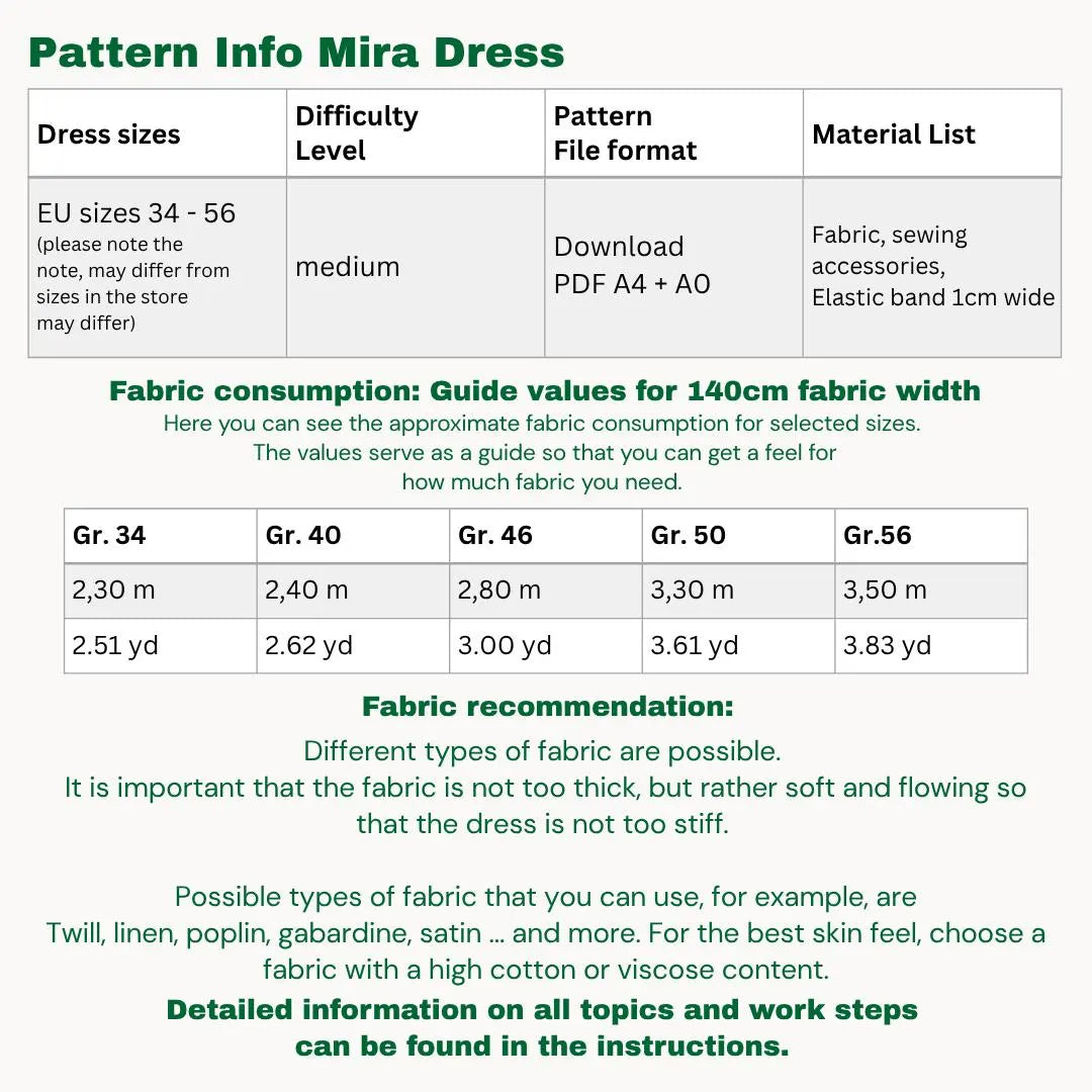 Mira dress sewingpattern ENGLISH