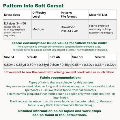 Soft-corset/corsage sewingpattern ENGLISH