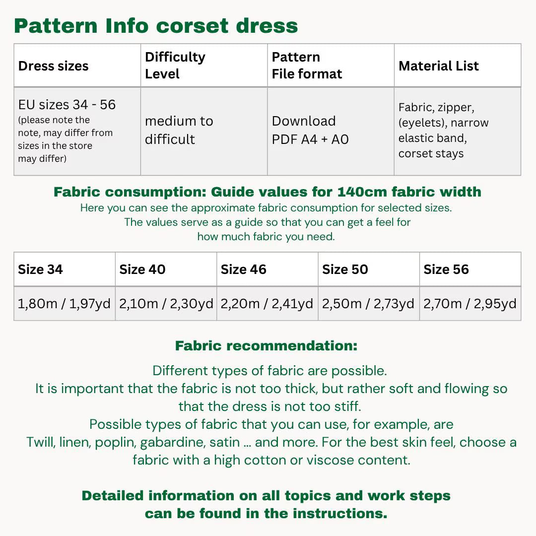 Corset dress sewingpattern ENGLISH