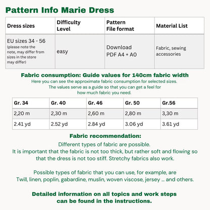 Marie dress sewingpattern ENGLISH